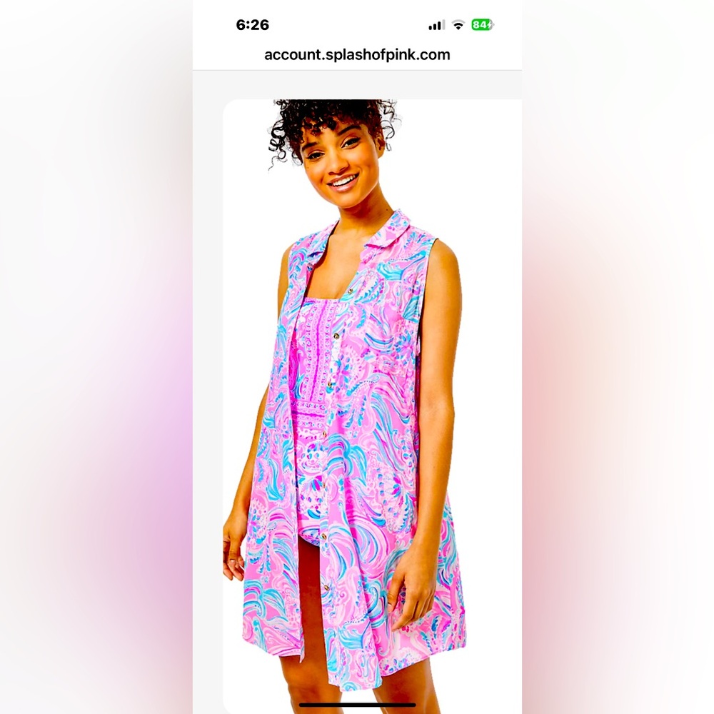 🏝️🦩LILLY PULITZER coverup.Natalie Prosecco Pink Dont Be Jelly/XL SOLD OUT style